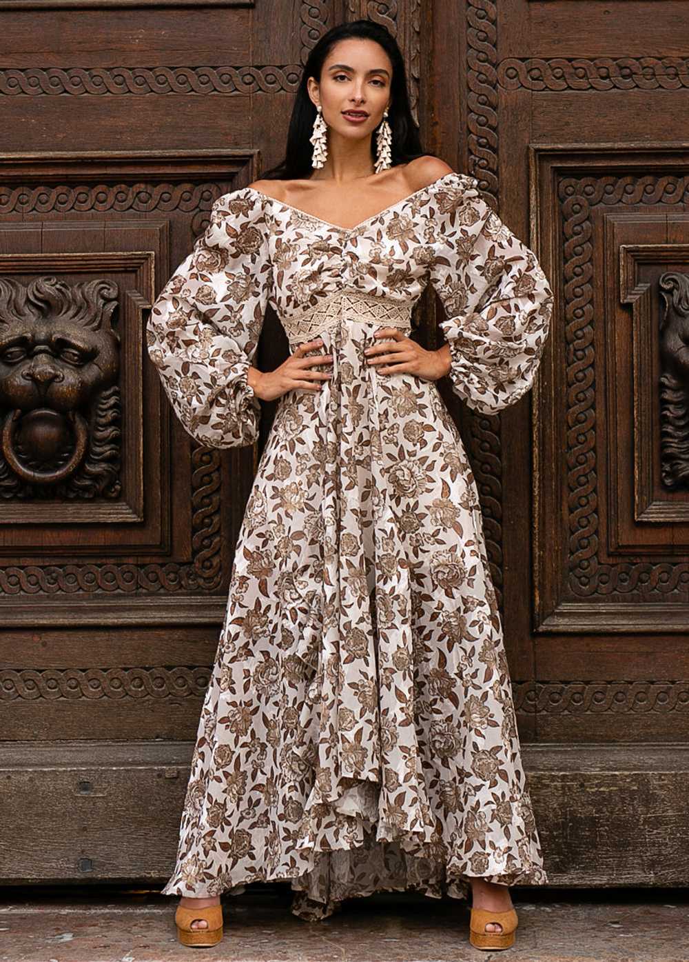 Joyfolie Isabella Dress in Neutral Floral - image 3