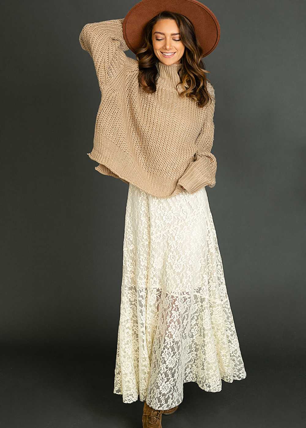 Joyfolie Seraphina Sweater in Heather Taupe - image 3