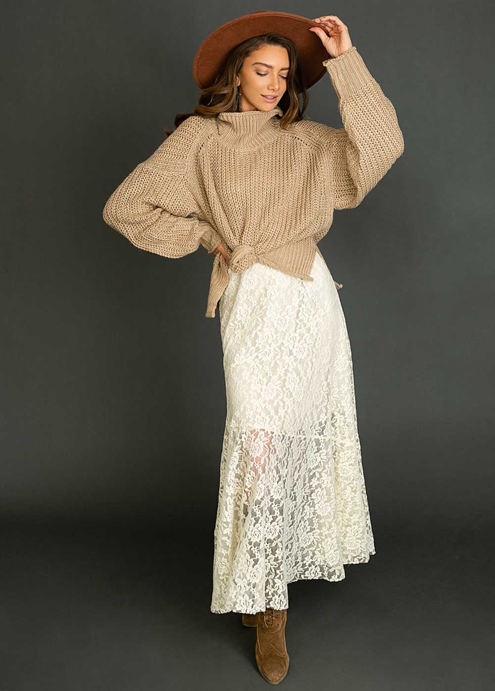 Joyfolie Seraphina Sweater in Heather Taupe - image 6