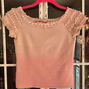 Blumarine - Pink Gradient Top with Lace  Ribbon E… - image 1