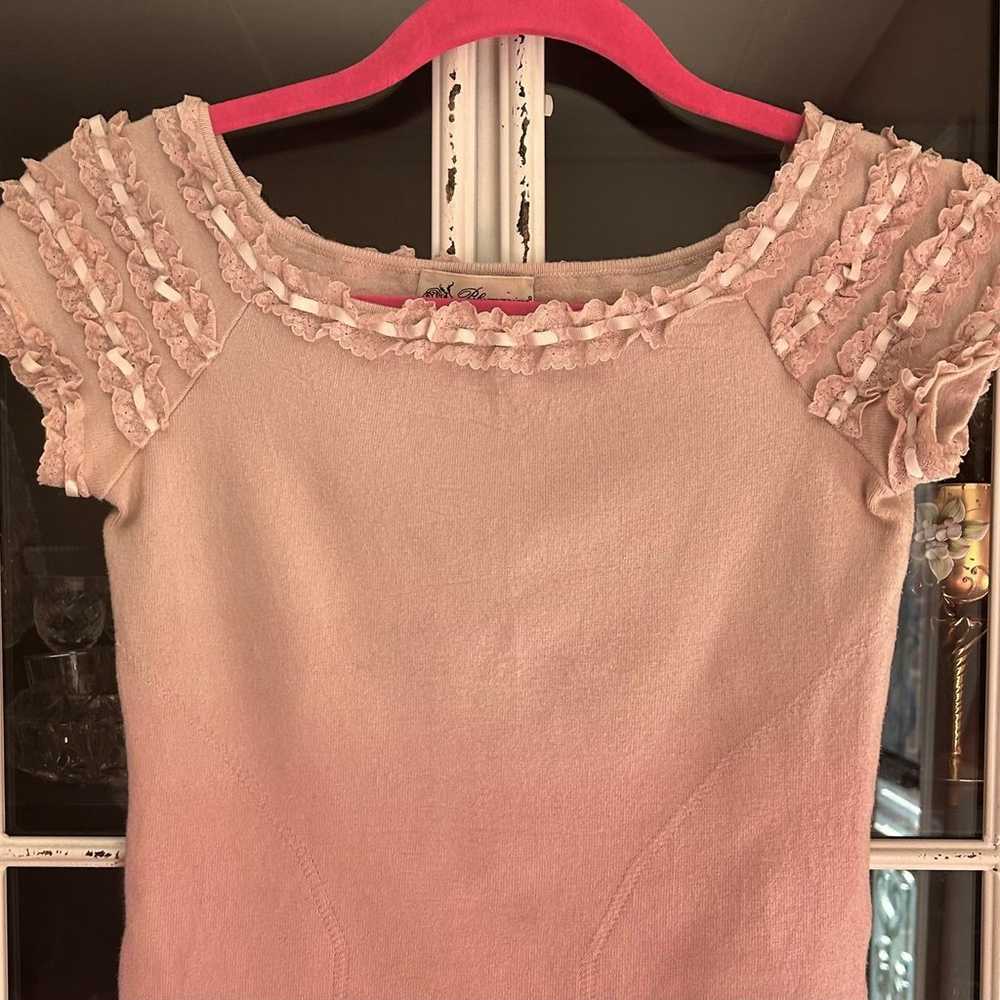 Blumarine - Pink Gradient Top with Lace  Ribbon E… - image 2
