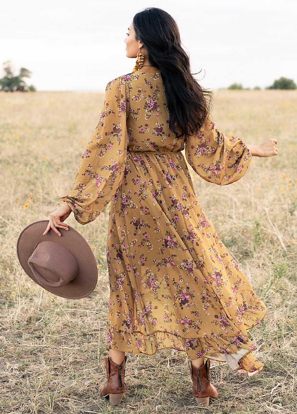 Joyfolie Ella Dress in Ochre Floral - image 3