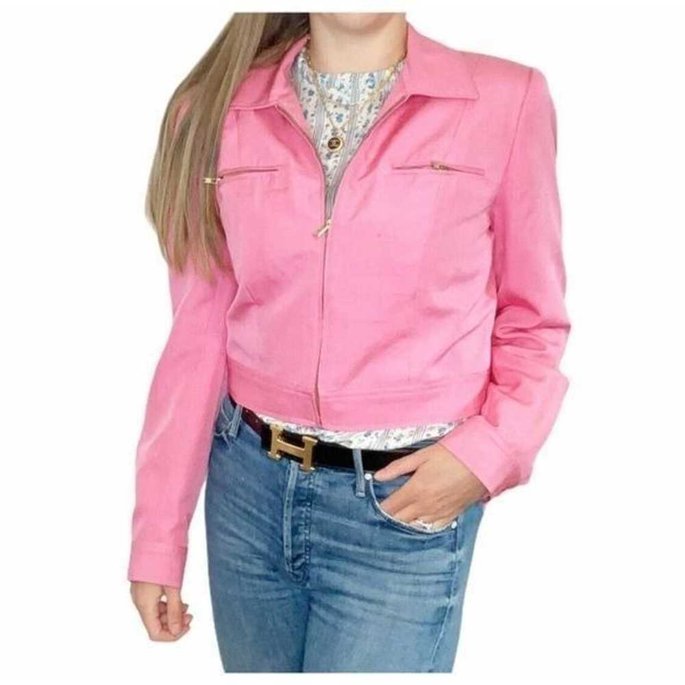 Carlisle Pink Silk Zipper Blazer Jacket - image 1