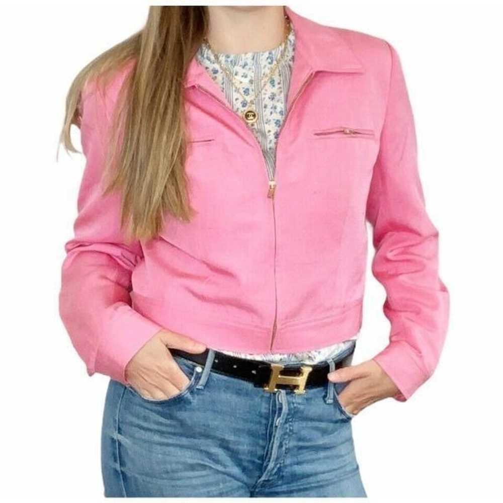 Carlisle Pink Silk Zipper Blazer Jacket - image 2