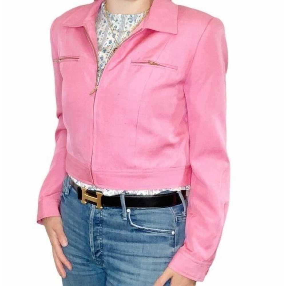 Carlisle Pink Silk Zipper Blazer Jacket - image 3