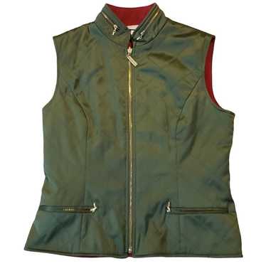 ST JOHN SPORT Green Quilted Sleeveless Vest Zip W… - image 1