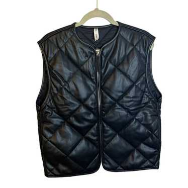 MNG FAUX LEATHER QUILTED VEST