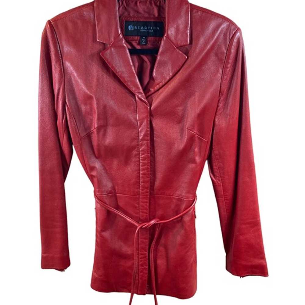 Reaction Kenneth Cole Red Leather Jacket Size Med… - image 1