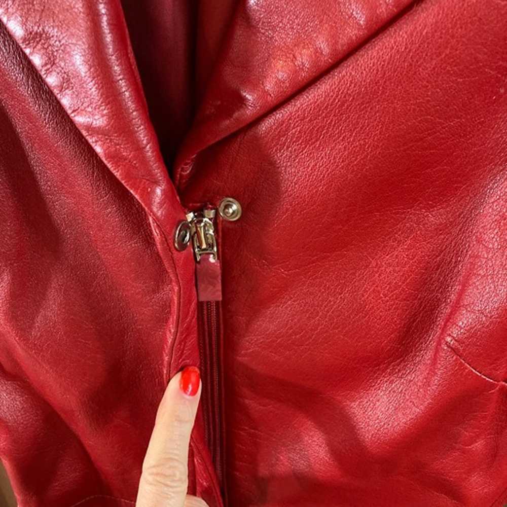Reaction Kenneth Cole Red Leather Jacket Size Med… - image 4