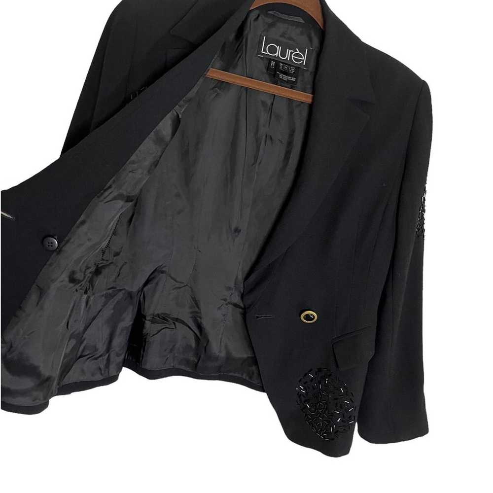 Vintage Laurel Sparkle Beaded Black Wool Jacket S… - image 10