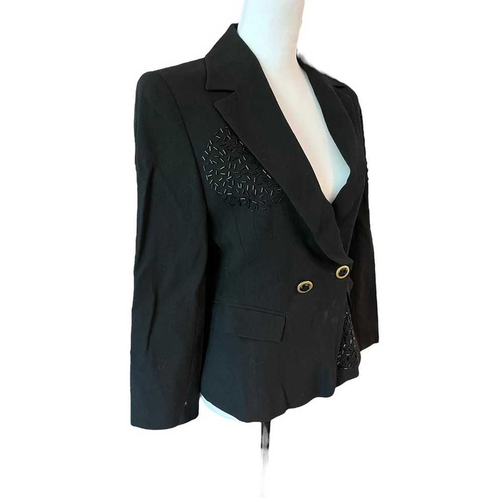 Vintage Laurel Sparkle Beaded Black Wool Jacket S… - image 2