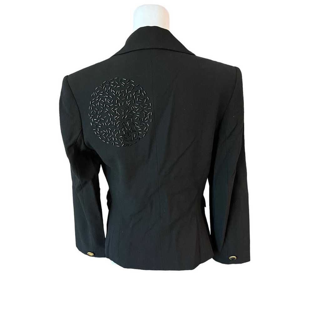 Vintage Laurel Sparkle Beaded Black Wool Jacket S… - image 5