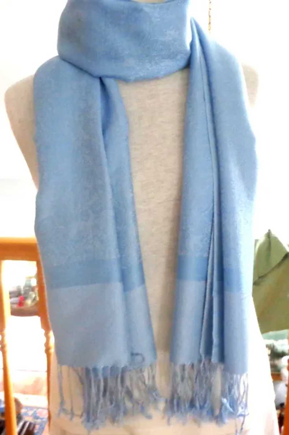 PASHMINA.  Pale Sky Blue.  70% Pashmina & 30% Sil… - image 7