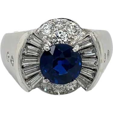 Platinum Sapphire and Diamond Ring