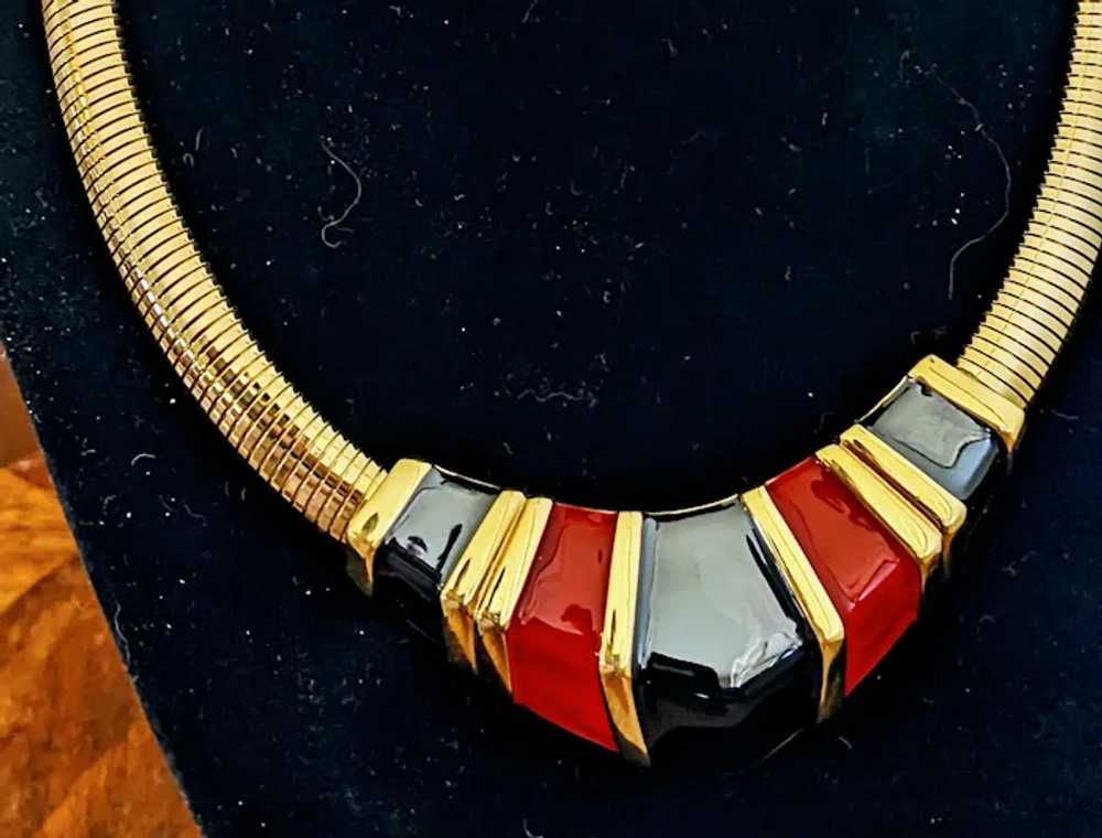 RUNWAY Napier necklace gas pipe chain black red e… - image 2