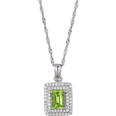 Sterling Silver Peridot and Cubic Zirconia Necklac