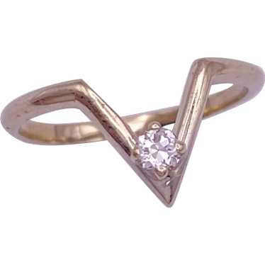 Diamond Accent Chevron Ring 14K White Gold .12 Ca… - image 1