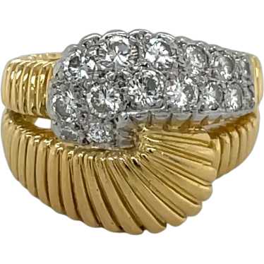 18K YellowGold and Platinum Diamond Band