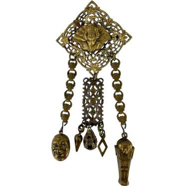 Vintage Egyptian Revival Chatelaine Brooch