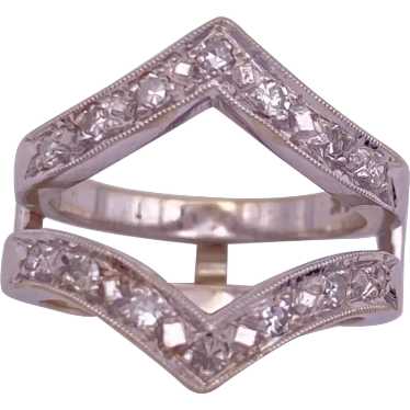 Diamond Solitaire Enhancer Guard Ring 14K White G… - image 1