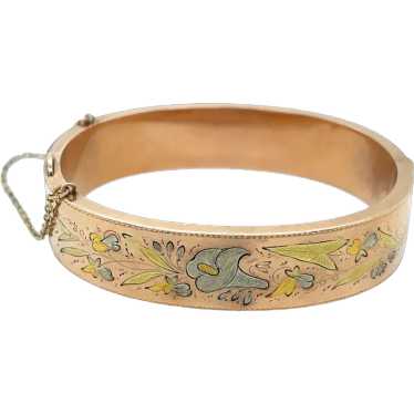Victorian 14K Multi-Color Gold Bangle Bracelet