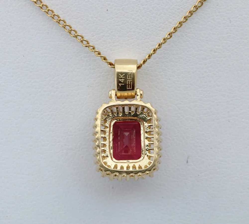 Vintage 14K Yellow Gold Ruby & Diamond Pendant Ne… - image 6