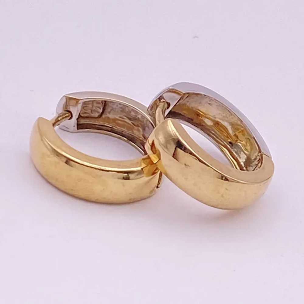 Reversible Huggie Hoop Earrings 14K Yellow and Wh… - image 3