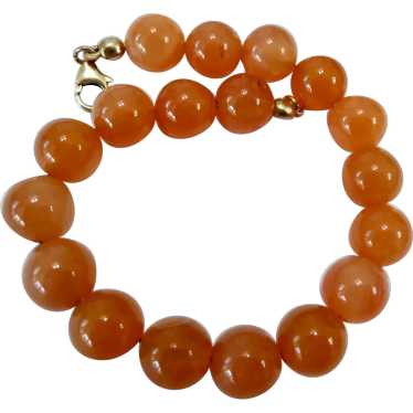 Carnelian Bead Bracelet with Gilt Sterling Silver… - image 1