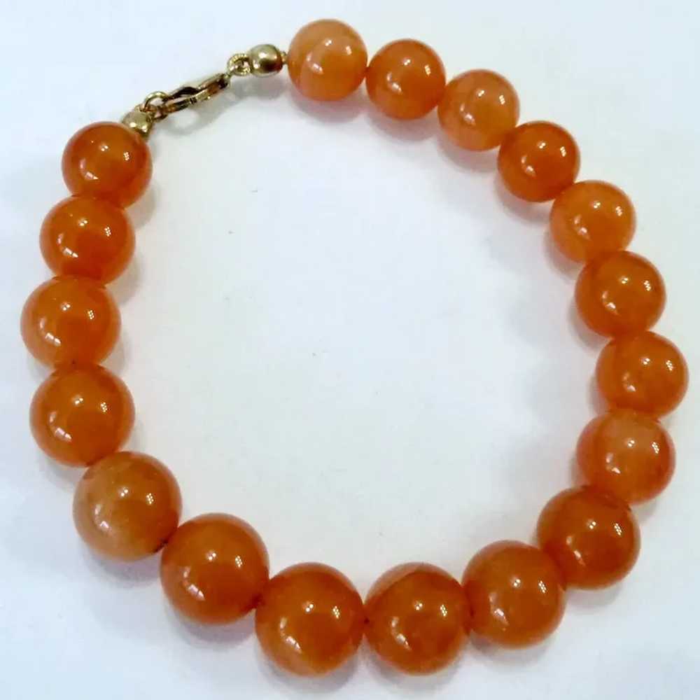 Carnelian Bead Bracelet with Gilt Sterling Silver… - image 2