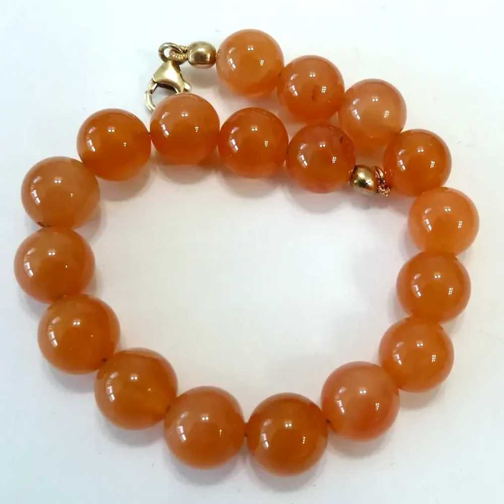 Carnelian Bead Bracelet with Gilt Sterling Silver… - image 3