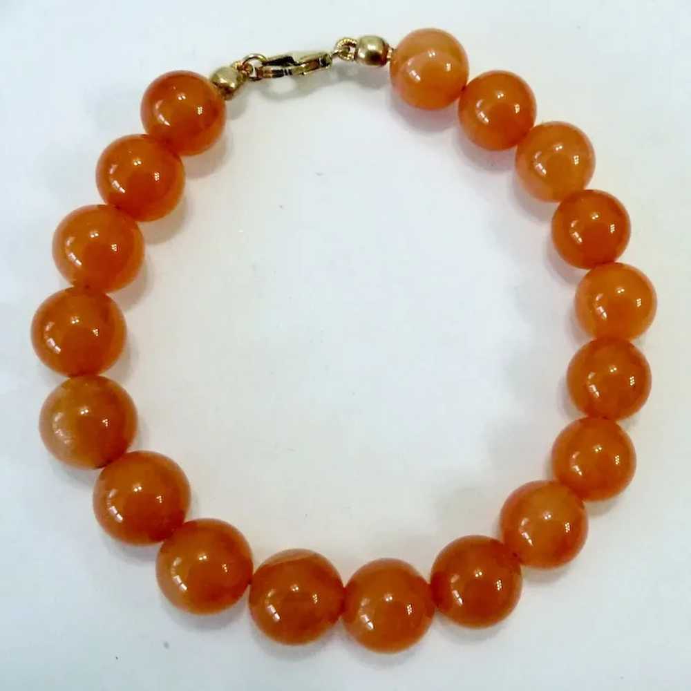 Carnelian Bead Bracelet with Gilt Sterling Silver… - image 4