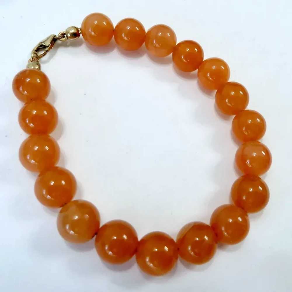 Carnelian Bead Bracelet with Gilt Sterling Silver… - image 5