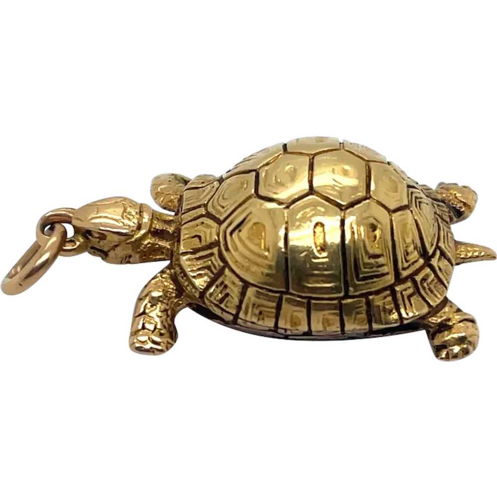 Victorian 18K Yellow Gold Turtle Pendant - image 1