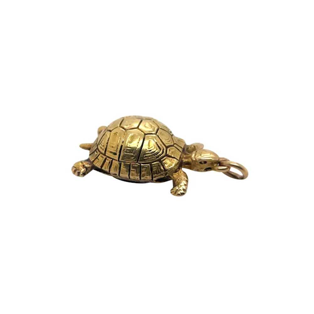 Victorian 18K Yellow Gold Turtle Pendant - image 2