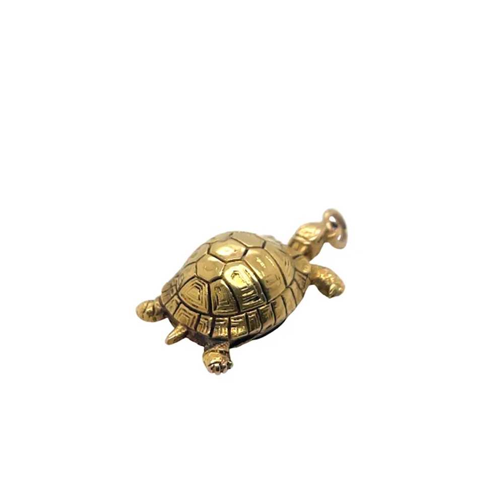 Victorian 18K Yellow Gold Turtle Pendant - image 4