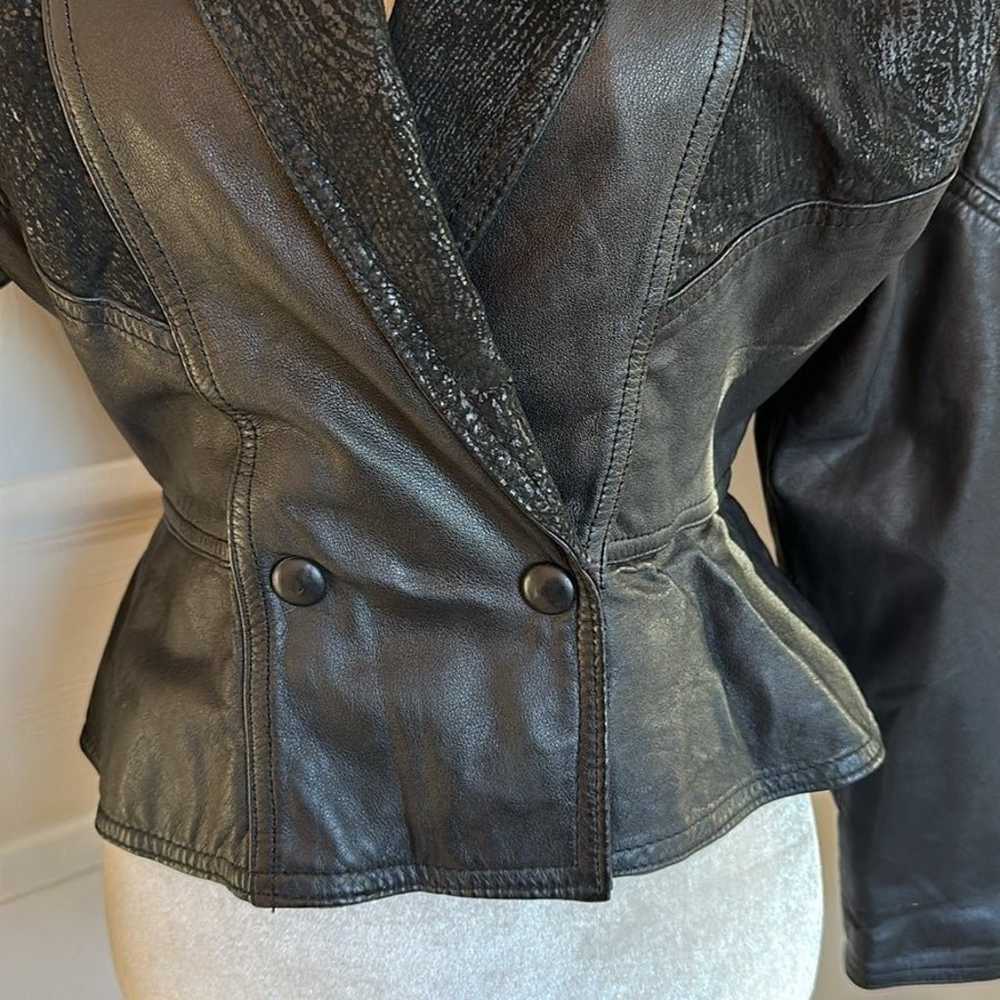 Black Leather waist jacket - image 4