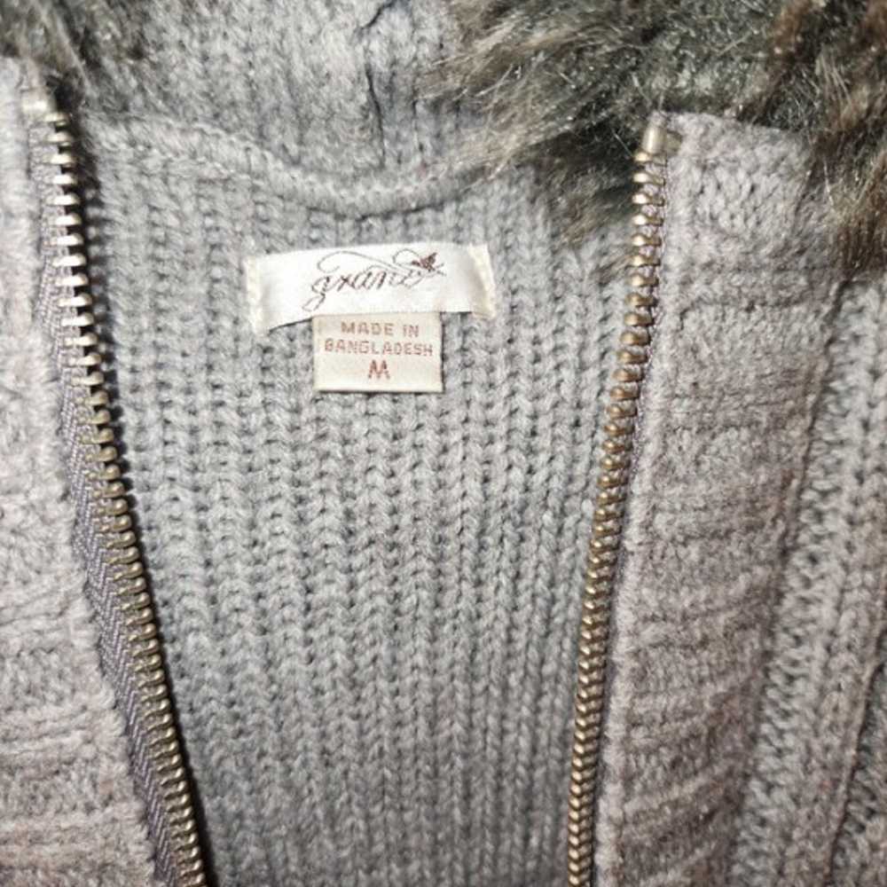 Faux Fur Grey Hooded Sweater Vest Grey Hooded Swe… - image 3
