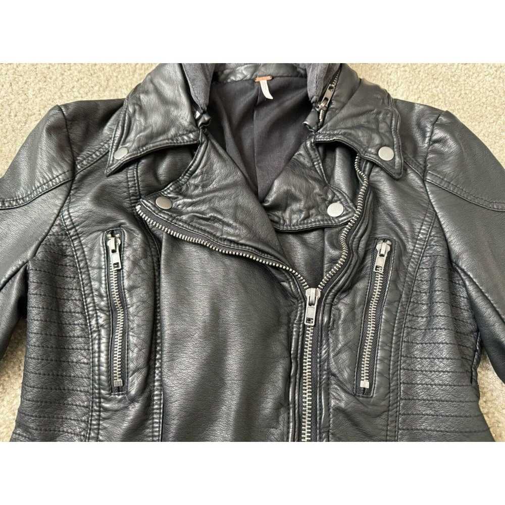 Free People Vegan Leather Jacket Black MOTO Optio… - image 2