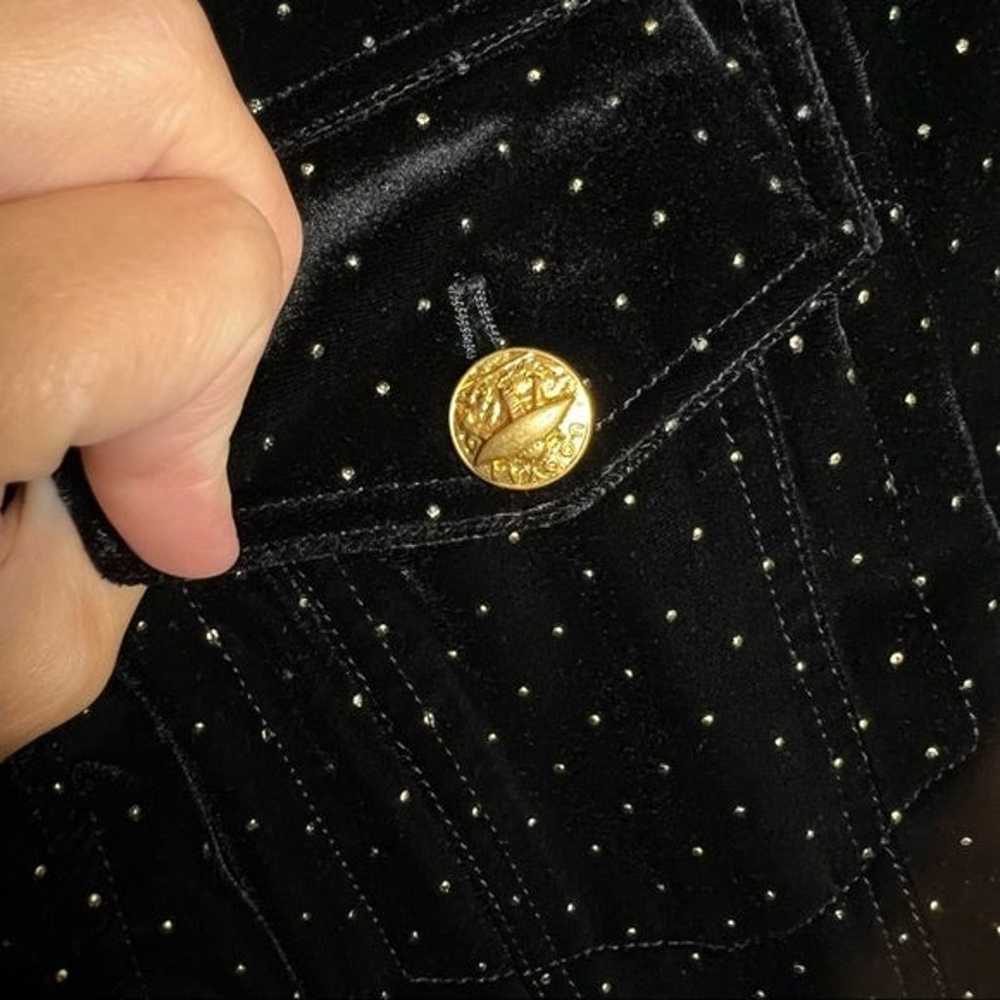 UOOYAA Black Suede Gold Buttons Dots Jacket - image 10