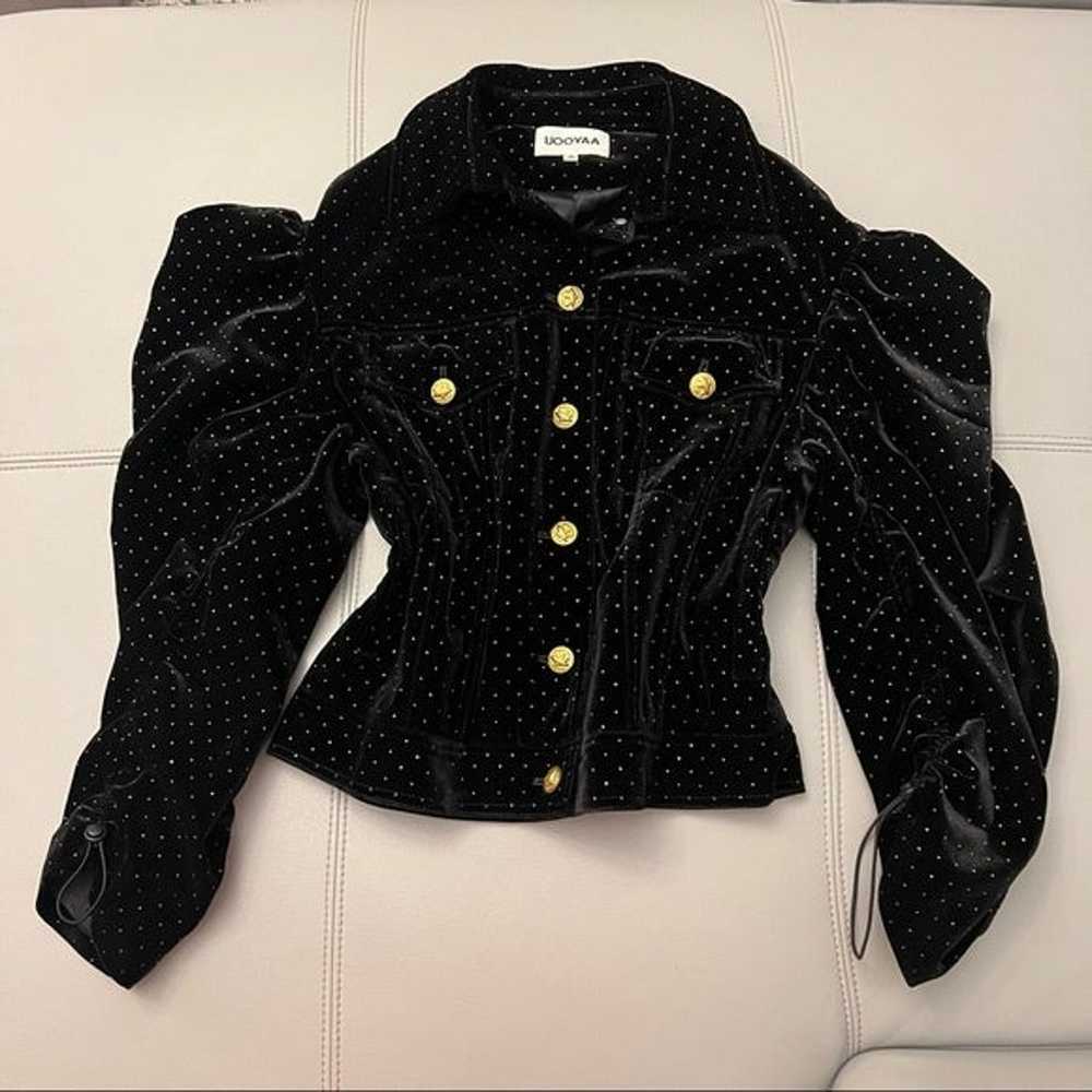 UOOYAA Black Suede Gold Buttons Dots Jacket - image 1
