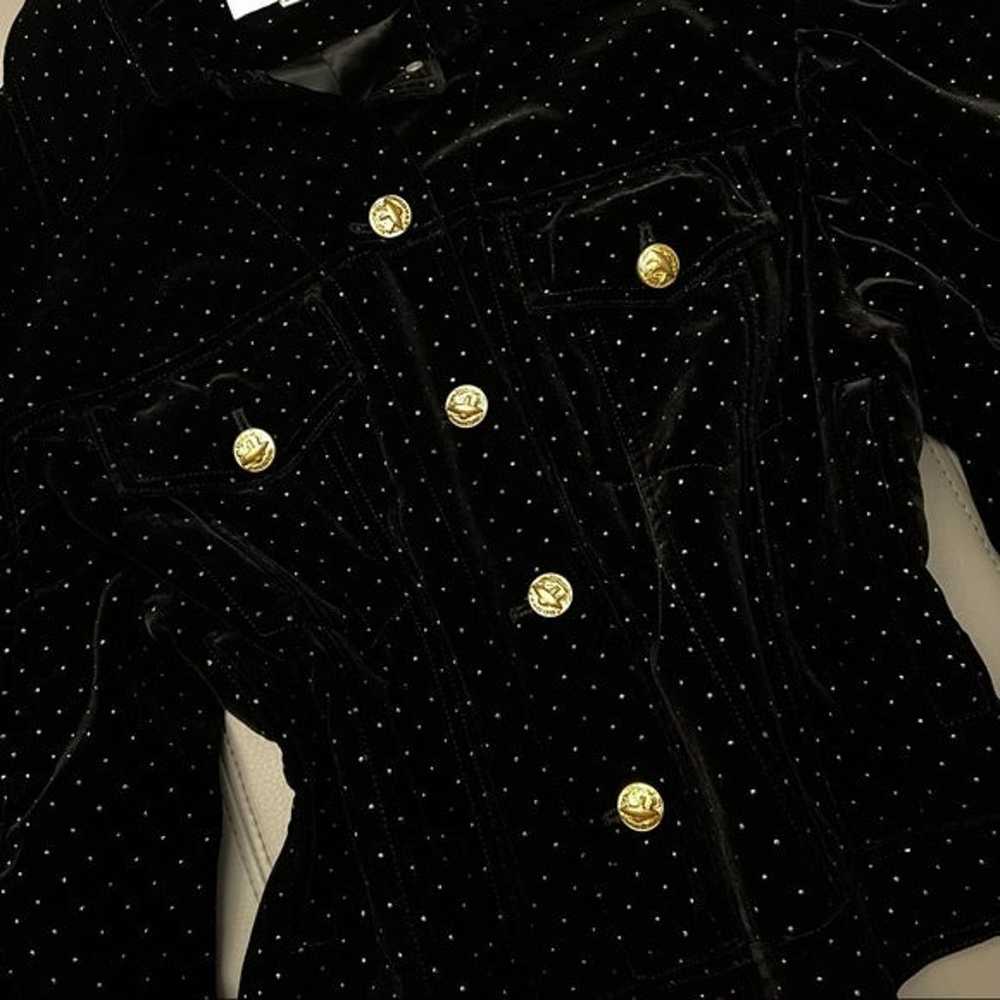 UOOYAA Black Suede Gold Buttons Dots Jacket - image 2