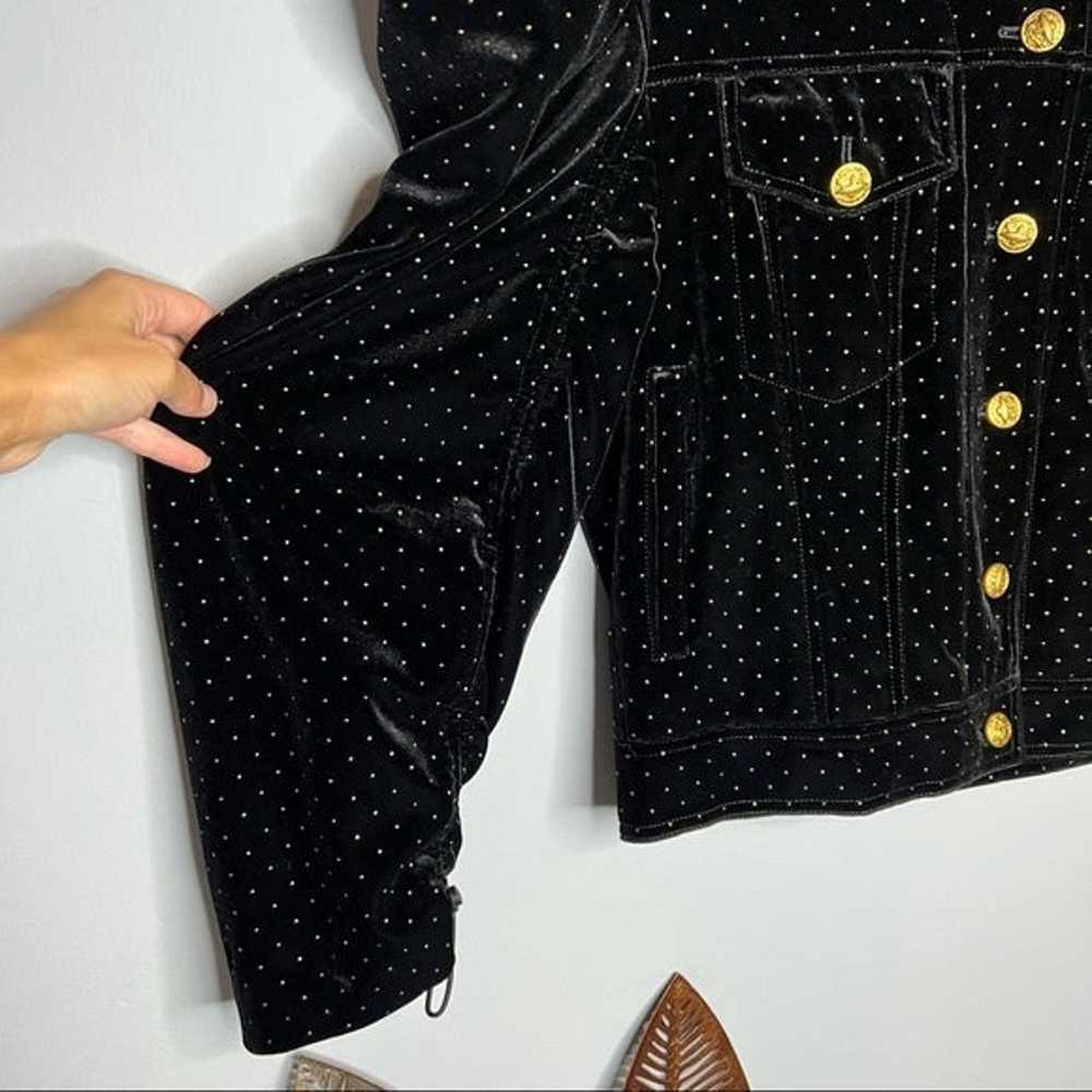 UOOYAA Black Suede Gold Buttons Dots Jacket - image 5