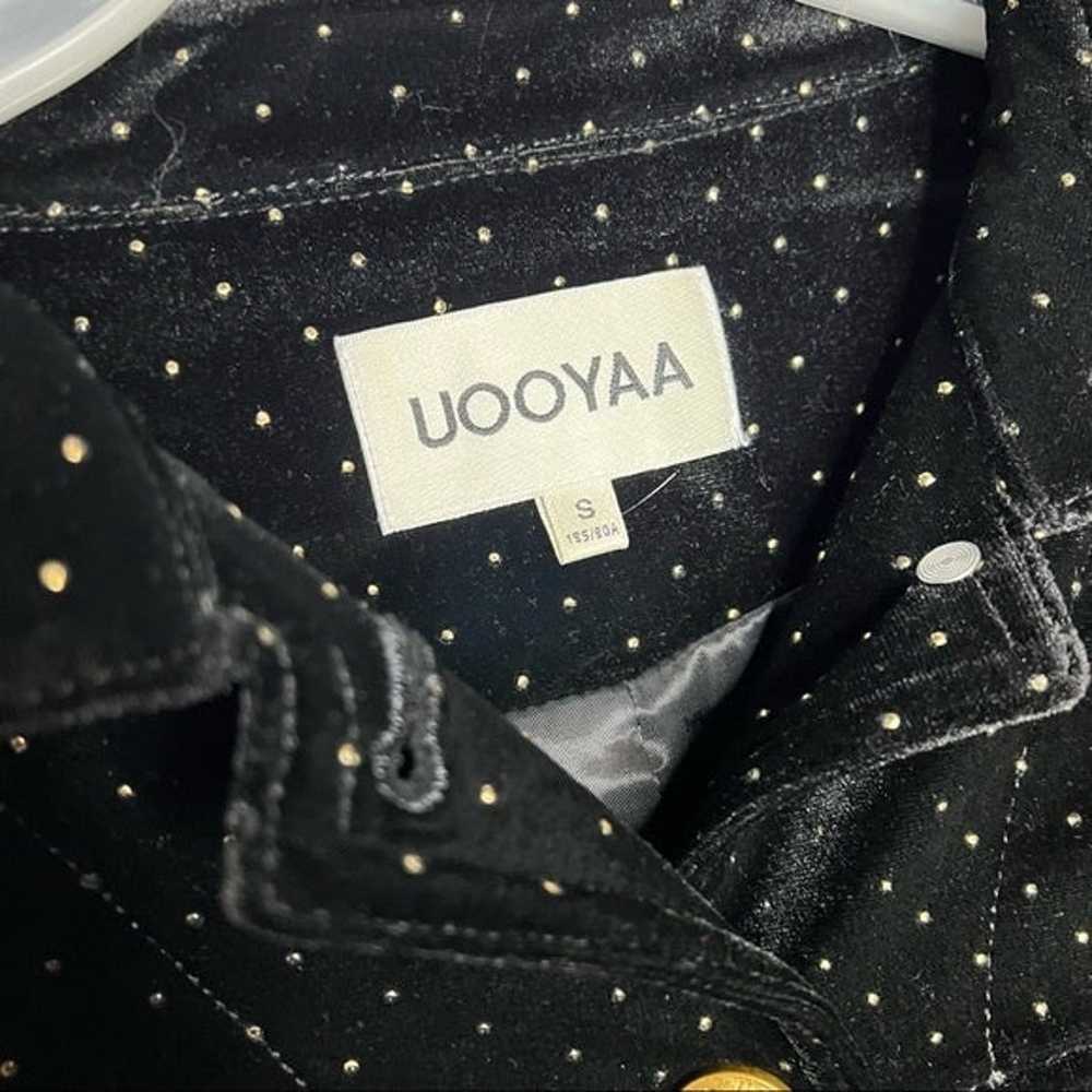 UOOYAA Black Suede Gold Buttons Dots Jacket - image 9
