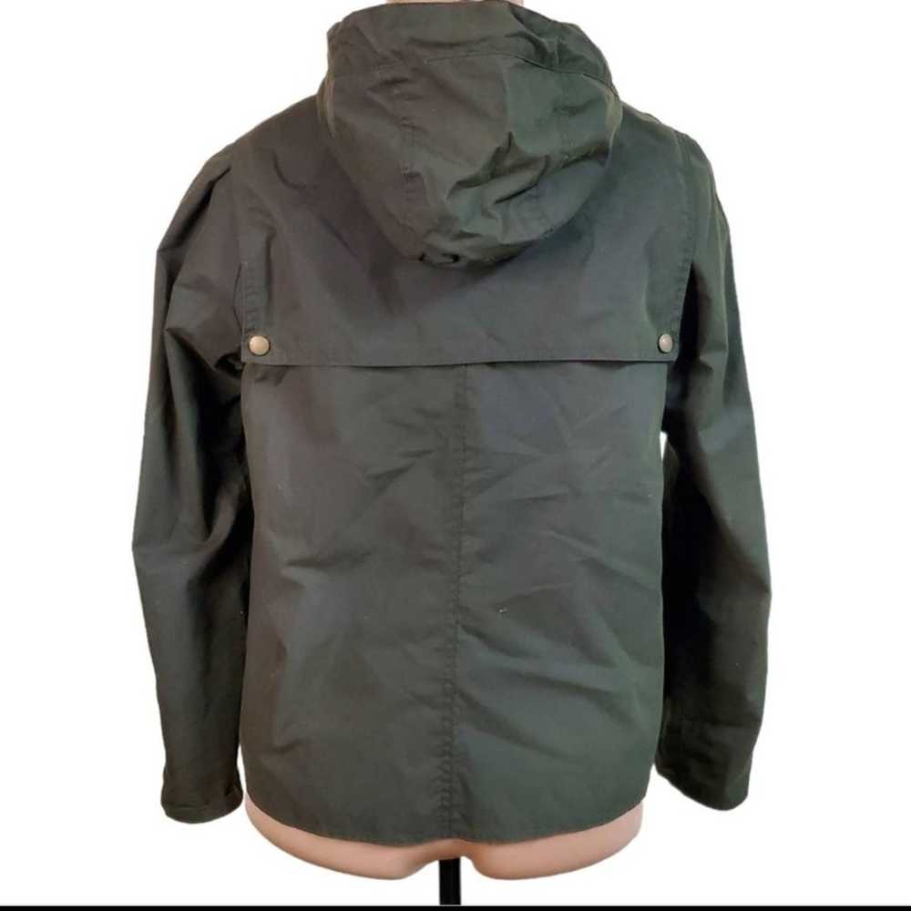 Barbour Waxed Jacket Heron Cape  Green Hooded Coat - image 5