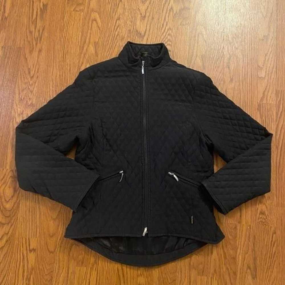 Barbour Black Quilted Zip Front Jacket Size 8 - image 1