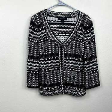 St. John Textured Mesa Knit Jacket Black White Si… - image 1