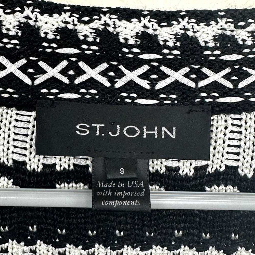 St. John Textured Mesa Knit Jacket Black White Si… - image 2