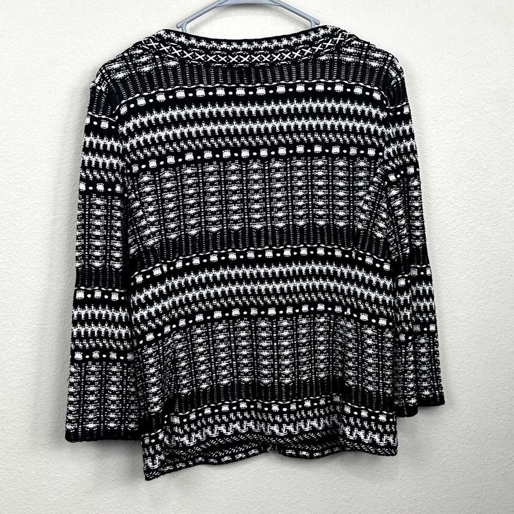 St. John Textured Mesa Knit Jacket Black White Si… - image 4