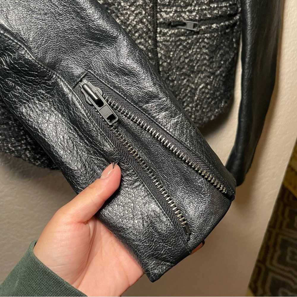 Maje | Moto Faux leather tweed jacket size; 38 - image 2