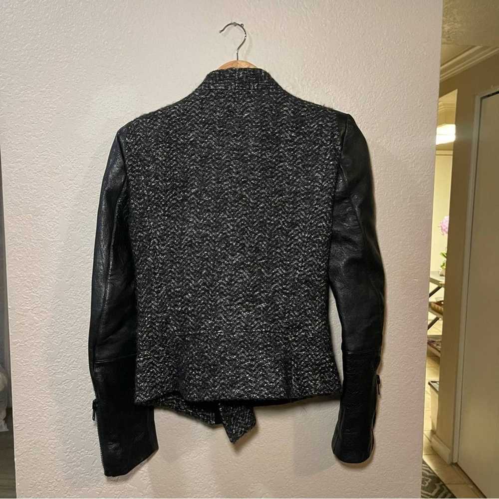 Maje | Moto Faux leather tweed jacket size; 38 - image 5
